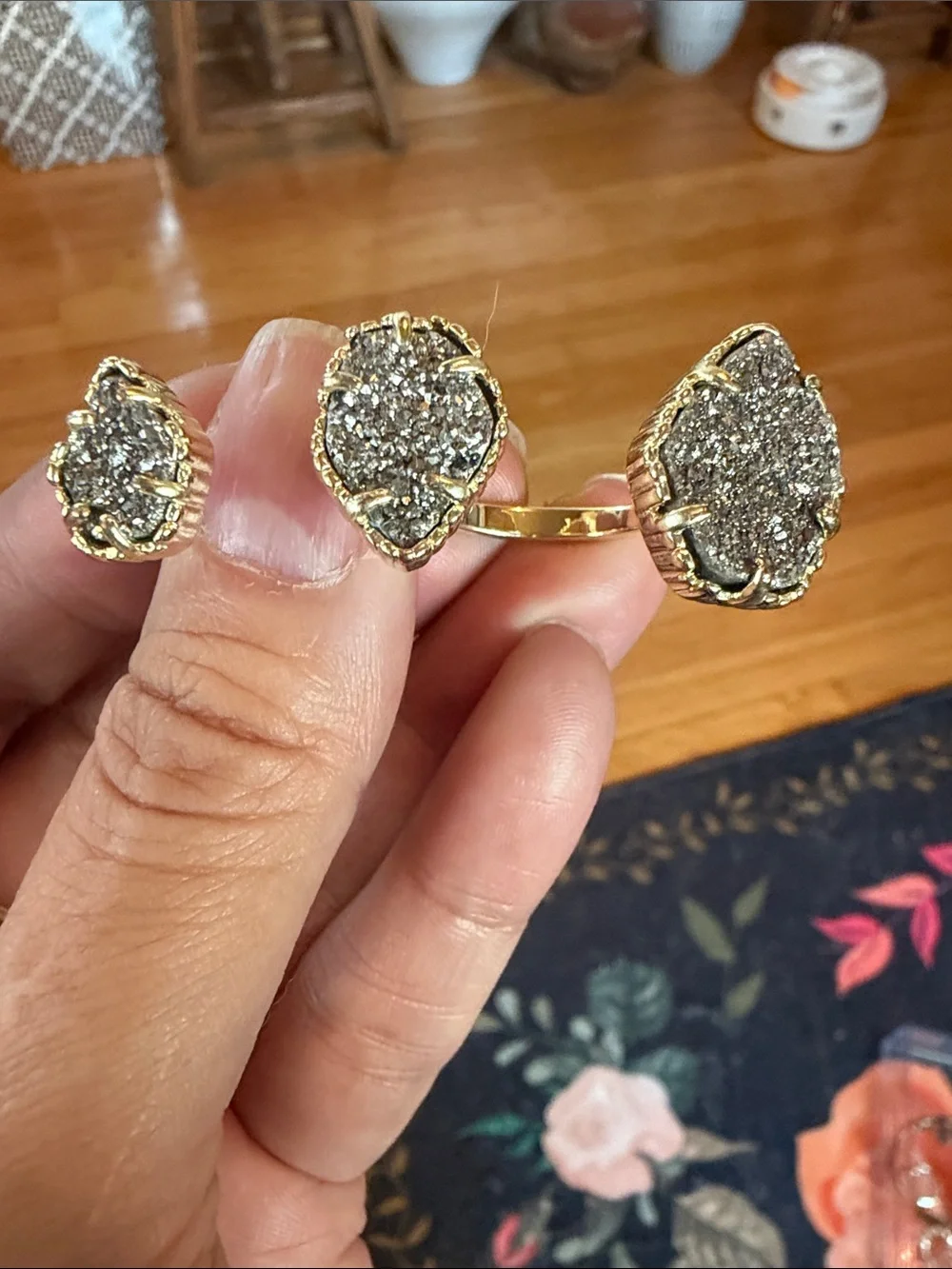 Kendra Scott Ring Gold and Silver Druzy Adjustable